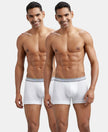 Super Combed Cotton Rib Solid Trunk with StayFresh Treatment - White (Pack of 2)