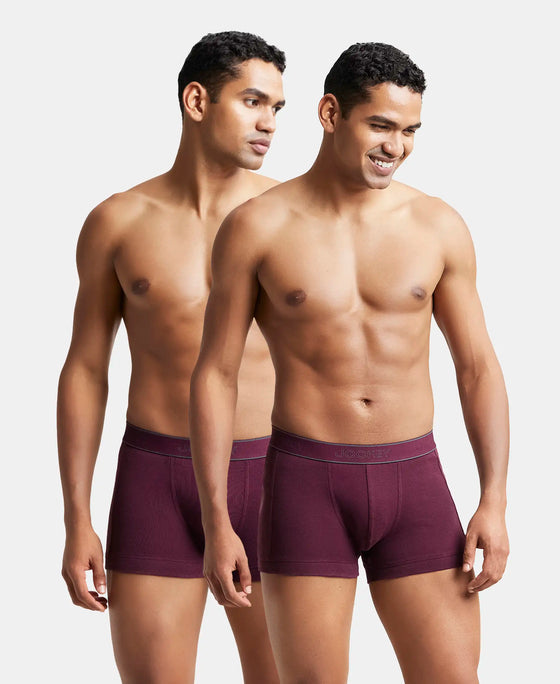 Super Combed Cotton Rib Solid Trunk with StayFresh Treatment - Wine Tasting (Pack of 2)