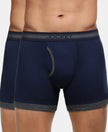 Super Combed Cotton Rib Solid Boxer Brief with StayFresh Treatment - Deep Navy & Charcoal Melange (Pack of 2)