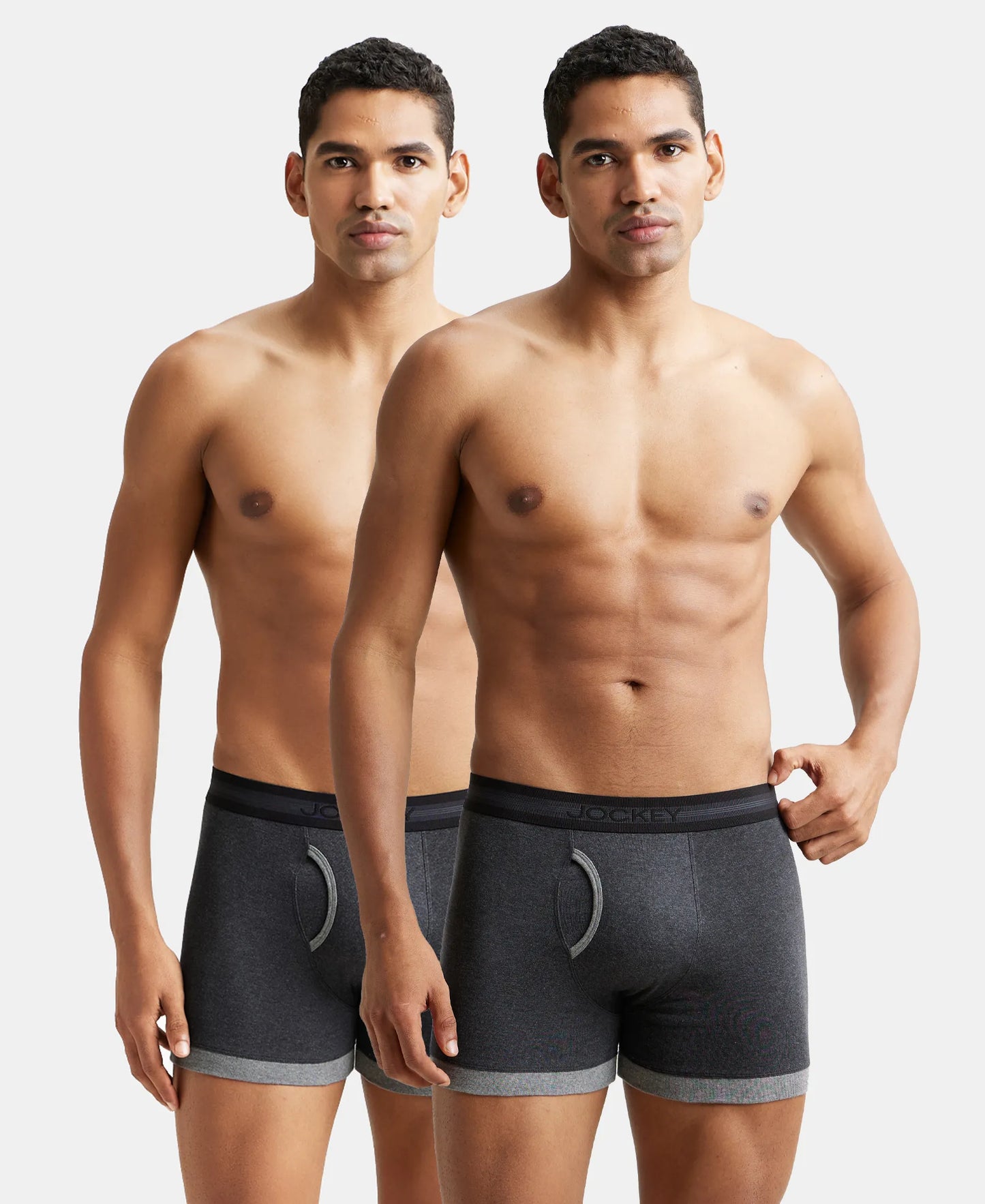 Super Combed Cotton Rib Solid Boxer Brief with StayFresh Treatment - Deep Navy & Charcoal Melange (Pack of 2)