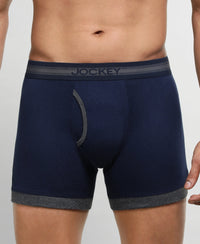 Super Combed Cotton Rib Solid Boxer Brief with StayFresh Treatment - Deep Navy & Charcoal Melange