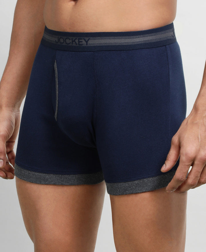 Super Combed Cotton Rib Solid Boxer Brief with StayFresh Treatment - Deep Navy & Charcoal Melange