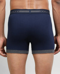 Super Combed Cotton Rib Solid Boxer Brief with StayFresh Treatment - Deep Navy & Charcoal Melange
