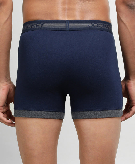 Super Combed Cotton Rib Solid Boxer Brief with StayFresh Treatment - Deep Navy & Charcoal Melange