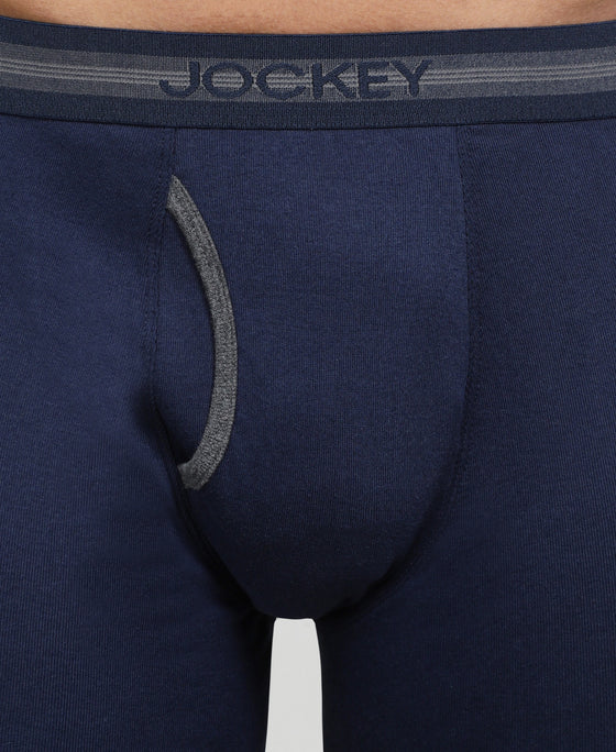 Super Combed Cotton Rib Solid Boxer Brief with StayFresh Treatment - Deep Navy & Charcoal Melange