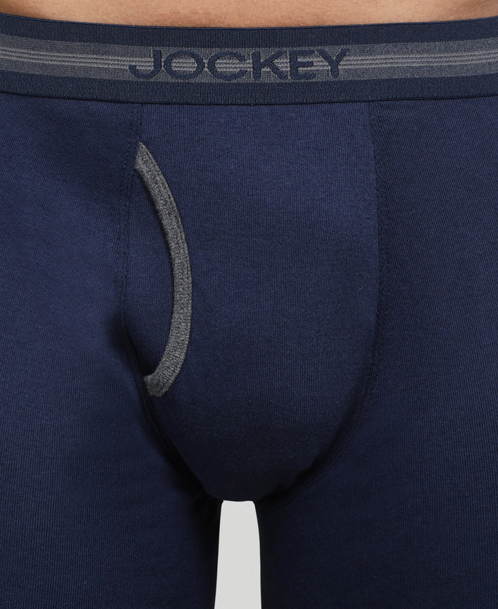 Super Combed Cotton Rib Solid Boxer Brief with StayFresh Treatment - Deep Navy & Charcoal Melange