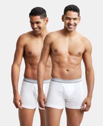 Super Combed Cotton Rib Solid Boxer Brief with StayFresh Treatment - White (Pack of 2)