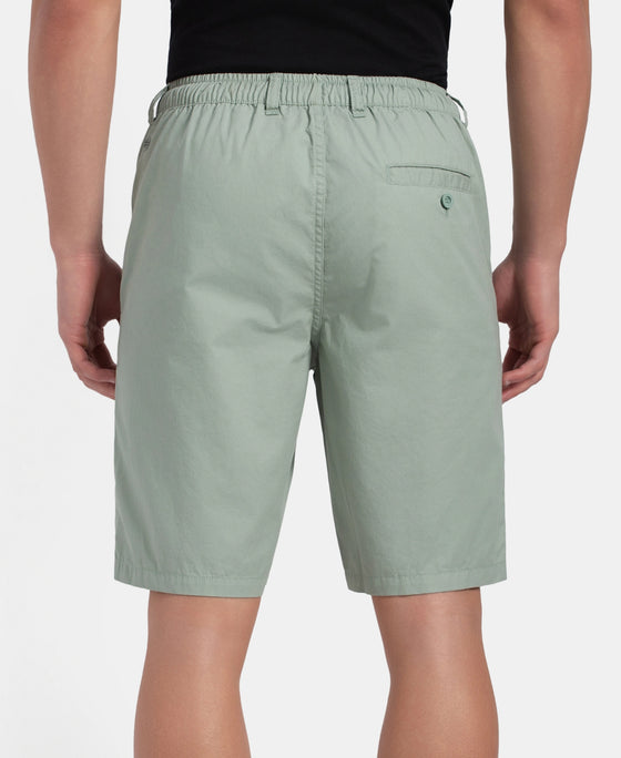 Super Combed Mercerised Cotton Woven Straight Fit Shorts with Side Pockets - Iceberg Green