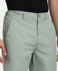 Super Combed Mercerised Cotton Woven Straight Fit Shorts with Side Pockets - Iceberg Green