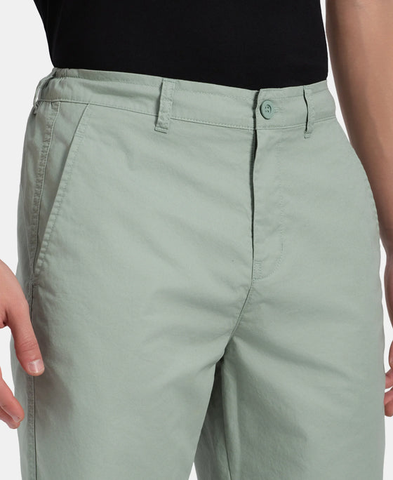 Super Combed Mercerised Cotton Woven Straight Fit Shorts with Side Pockets - Iceberg Green