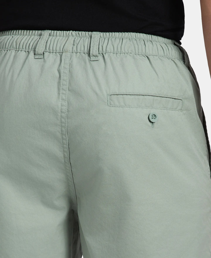 Super Combed Mercerised Cotton Woven Straight Fit Shorts with Side Pockets - Iceberg Green