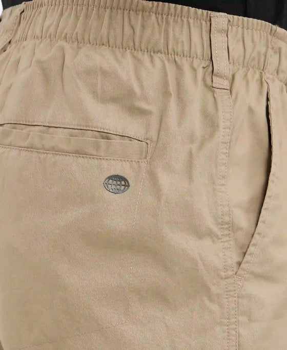 Super Combed Mercerised Cotton Woven Straight Fit Shorts with Side Pockets - Khaki-7