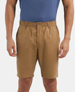 Super Combed Mercerised Cotton Woven Straight Fit Shorts with Side Pockets - Sepia Tint