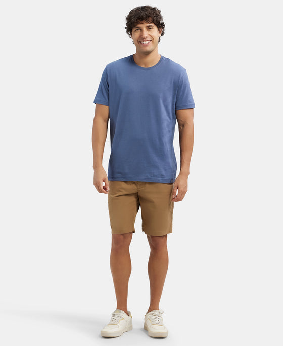 Super Combed Mercerised Cotton Woven Straight Fit Shorts with Side Pockets - Sepia Tint