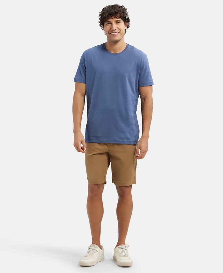 Super Combed Mercerised Cotton Woven Straight Fit Shorts with Side Pockets - Sepia Tint