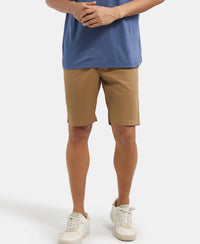 Super Combed Mercerised Cotton Woven Straight Fit Shorts with Side Pockets - Sepia Tint