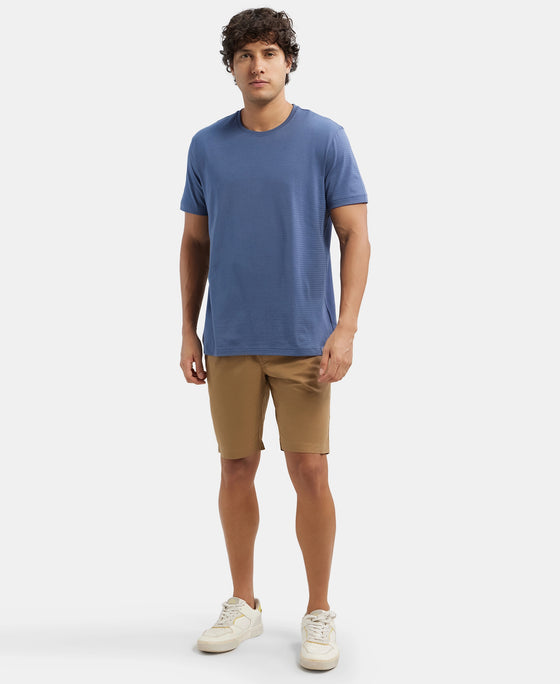 Super Combed Mercerised Cotton Woven Straight Fit Shorts with Side Pockets - Sepia Tint