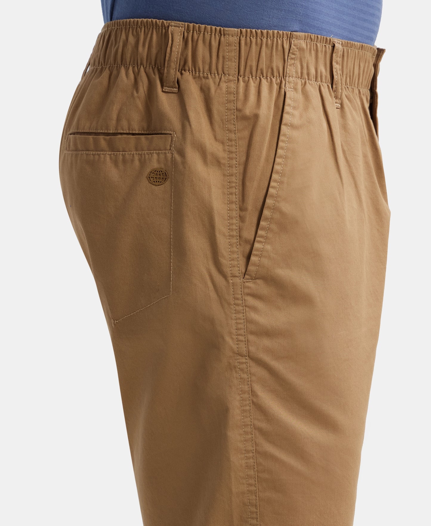 Super Combed Mercerised Cotton Woven Straight Fit Shorts with Side Pockets - Sepia Tint