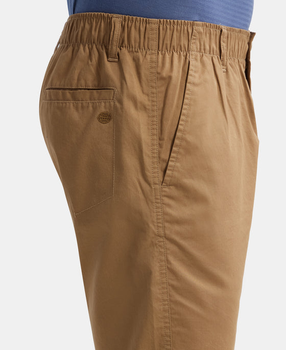 Super Combed Mercerised Cotton Woven Straight Fit Shorts with Side Pockets - Sepia Tint