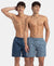 Super Combed Mercerized Cotton Woven Checkered Boxer Shorts with Back Pocket - Navy & Blue Shadow New (Pack of 2)
