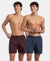 Super Combed Mercerized Cotton Woven Checkered Boxer Shorts with Back Pocket - Tawny Port & Vintage Indigo (Pack of 2)