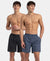 Super Combed Mercerized Cotton Woven Checkered Boxer Shorts with Side Pocket - Vintage Indigo & Black (Pack of 2)