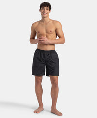 Super Combed Mercerized Cotton Woven Checkered Boxer Shorts with Side Pocket - Vintage Indigo & Black (Pack of 2)