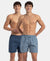 Super Combed Mercerized Cotton Woven Checkered Boxer Shorts with Side Pocket - Navy & Blue Shadow New (Pack of 2)