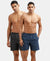 Super Combed Mercerized Cotton Woven Checkered Boxer Shorts with Side Pocket - Navy & Black(Pack of 2)