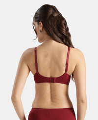 Wirefree Non Padded Super Combed Cotton Elastane Stretch Medium Coverage Cross Over Everyday Bra - Pomegranate
