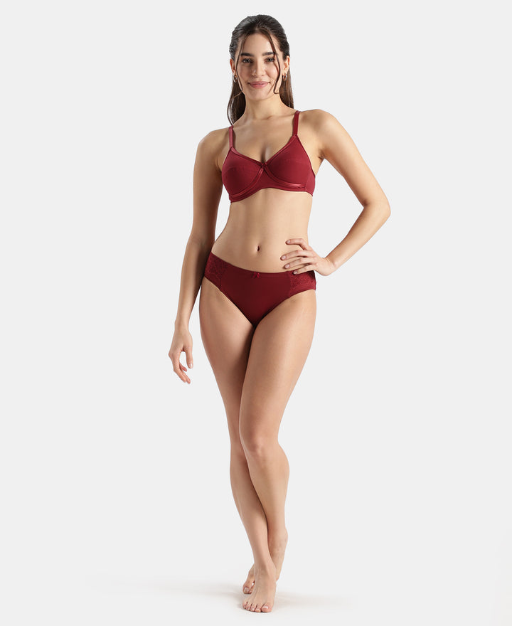 Wirefree Non Padded Super Combed Cotton Elastane Stretch Medium Coverage Cross Over Everyday Bra - Pomegranate
