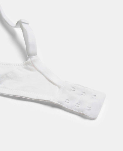 Under-Wired Padded Super Combed Cotton Elastane Stretch Medium Coverage T-Shirt Bra with Detachable Straps - White-12