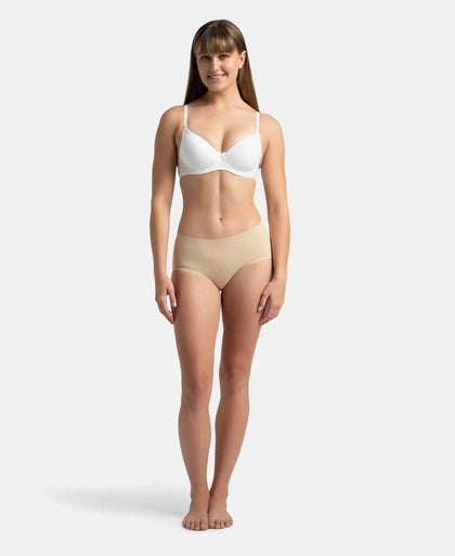 Under-Wired Padded Super Combed Cotton Elastane Stretch Medium Coverage T-Shirt Bra with Detachable Straps - White-4