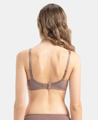 Wirefree Non Padded Super Combed Cotton Elastane Stretch Full Coverage Everyday Bra with Contoured Shaper Panel and Adjustable Straps - Deep Taupe