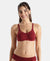 Wirefree Non Padded Super Combed Cotton Elastane Stretch Full Coverage Everyday Bra with Contoured Shaper Panel and Adjustable Straps - Pomegranate