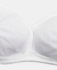 Wirefree Non Padded Plus Size Super Combed Cotton Elastane Stretch Full Coverage Everyday Bra with Contoured Shaper Panel and Adjustable Straps - White