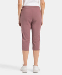 Super Combed Cotton Elastane Stretch Slim Fit Capri with Side Pockets - Burnt Rose