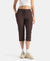Super Combed Cotton Elastane Stretch Slim Fit Capri with Side Pockets - Coffee