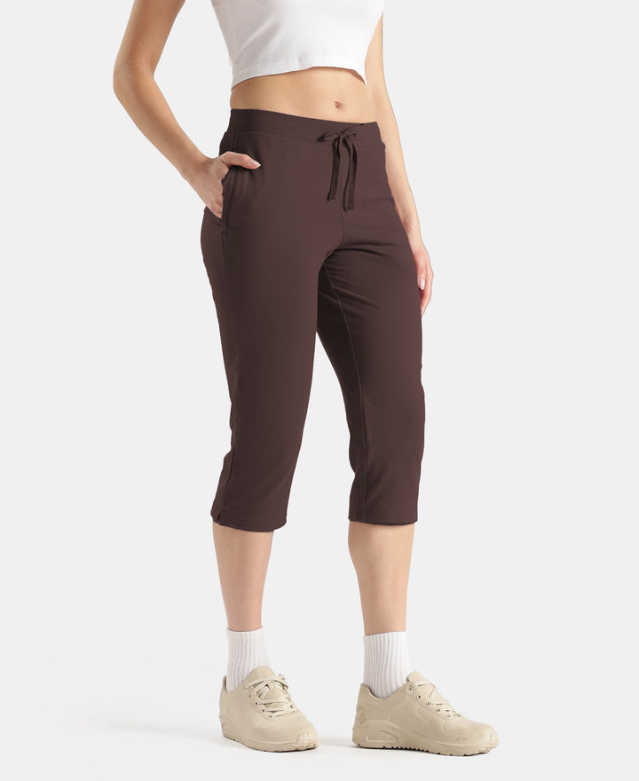 Super Combed Cotton Elastane Stretch Slim Fit Capri with Side Pockets - Coffee
