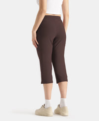 Super Combed Cotton Elastane Stretch Slim Fit Capri with Side Pockets - Coffee