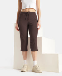 Super Combed Cotton Elastane Stretch Slim Fit Capri with Side Pockets - Coffee