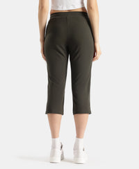Super Combed Cotton Elastane Stretch Slim Fit Capri with Side Pockets - Olive