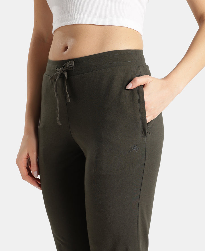 Super Combed Cotton Elastane Stretch Slim Fit Capri with Side Pockets - Olive