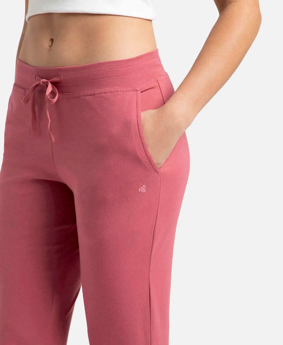 Super Combed Cotton Elastane Stretch Slim Fit Printed Capri with Side Pockets - Rose Wine-8