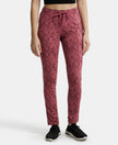 Super Combed Cotton Elastane Stretch Slim Fit Trackpants With Side Pockets - Rosewine Print