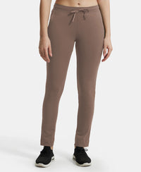 Super Combed Cotton Elastane Stretch Slim Fit Trackpants With Side Pockets - Taupe Grey