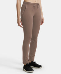 Super Combed Cotton Elastane Stretch Slim Fit Trackpants With Side Pockets - Taupe Grey