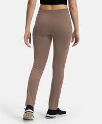 Super Combed Cotton Elastane Stretch Slim Fit Trackpants With Side Pockets - Taupe Grey