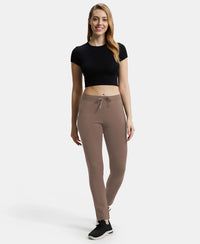 Super Combed Cotton Elastane Stretch Slim Fit Trackpants With Side Pockets - Taupe Grey