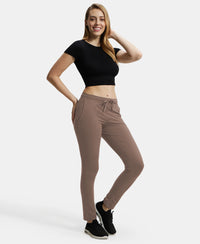 Super Combed Cotton Elastane Stretch Slim Fit Trackpants With Side Pockets - Taupe Grey